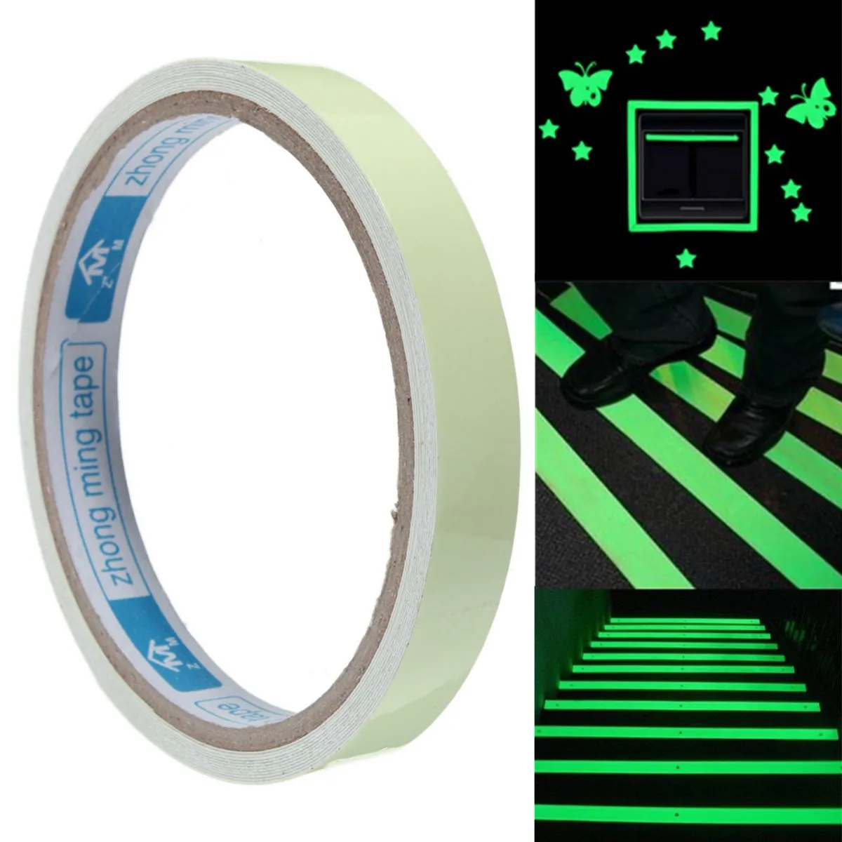 

20/10/15mm x 3M/10M Roll Luminous Tape Self-adhesive Glow In The Dark Safety Stage Home Decorations Warning Tape