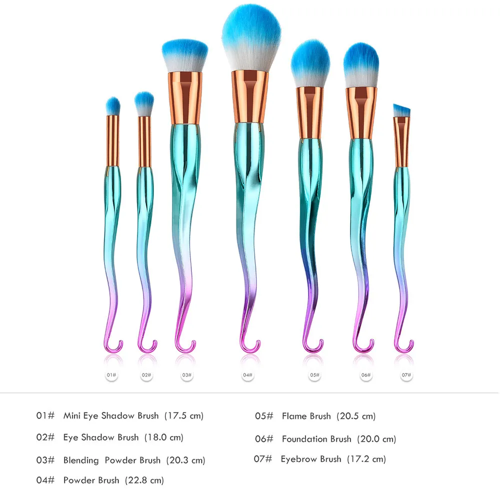 7 шт. крючок кисть для максияжа, тени для век Кисть Косметика, смешивание инструмент maquiagem Профессиональный Полный комплект для ля макияжа acessórios 04
