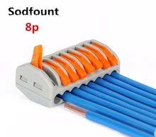  100pcs 222-412(PCT212)/213/214 Universal Compact Wire Wiring Connector Conductor Terminal Block With Lever 0.08-2.5mm2 