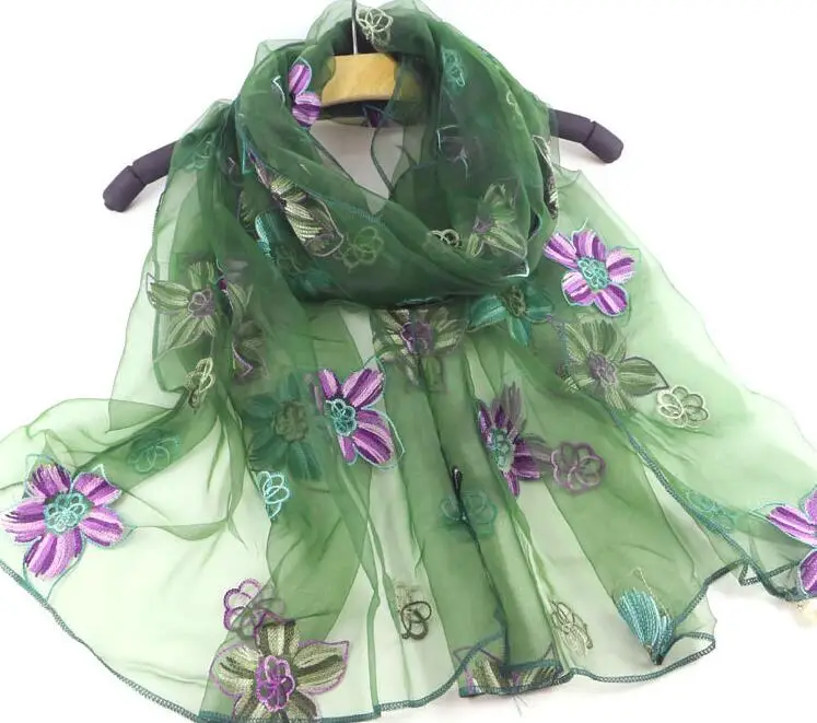 Silk organza scarf wilsonagirardj flower shawl fancy headscarf wrap shawl