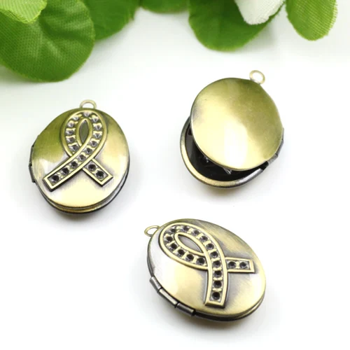 16*24mm 10pcs Oval Photo Frame Locket Box Pendants,Copper Antique