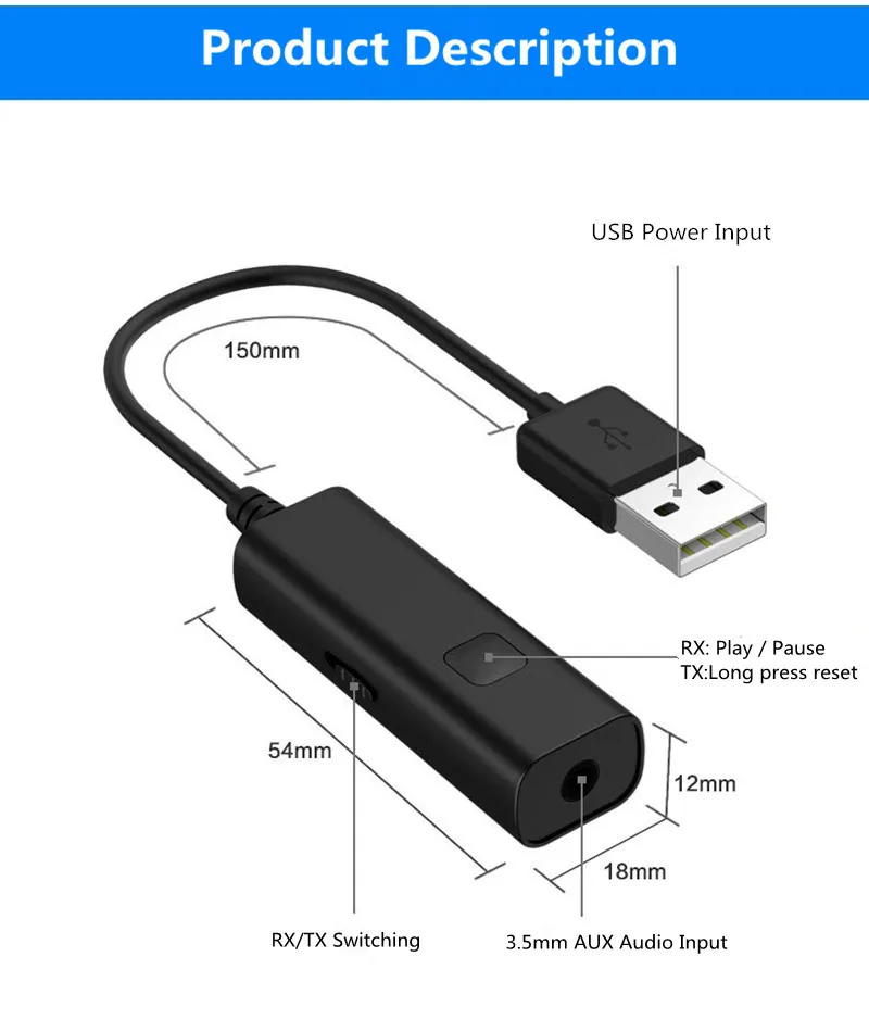 VIKEFON Bluetooth аудио приемник передатчик 3,5 мм разъем AUX RCA MP3 музыкальный автомобильный комплект беспроводной динамик наушники USB адаптер для телевизора