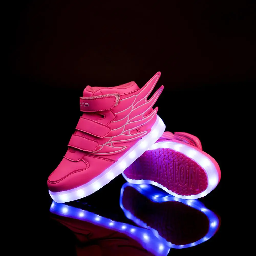 

Children's Shoes Child Girls Boys LED Charging Shoes Fashion Wings Luminous Boy Sports Shoes Teenager Casual Sneaker 308