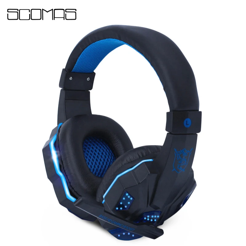 

SCOMAS LED Light USB Wired Noise Isolation Gaming Headphones with Mic 3.5mm Stereo Sound Headset for PC Computer Laptop Gamer