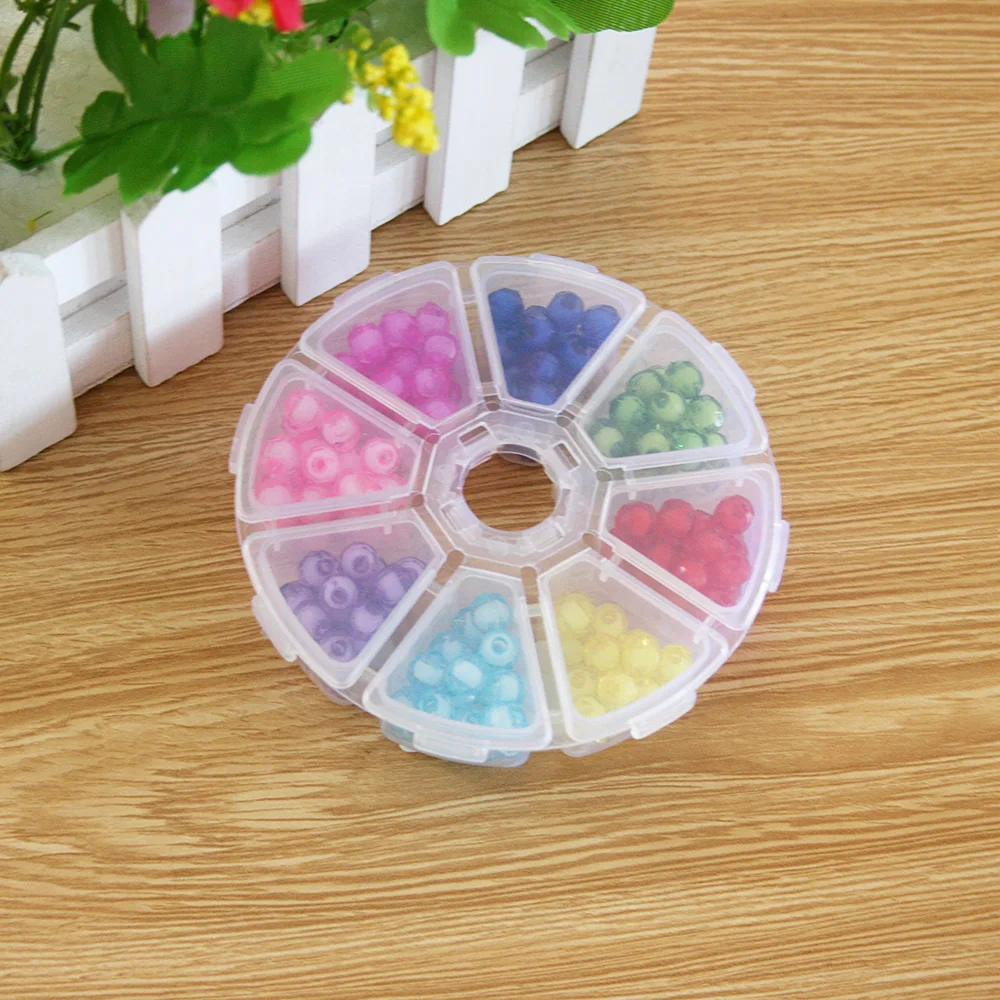 New 8 Slots Mixed DIY Plastic Acrylic Beads Kit Approx 190 pcs Assorted