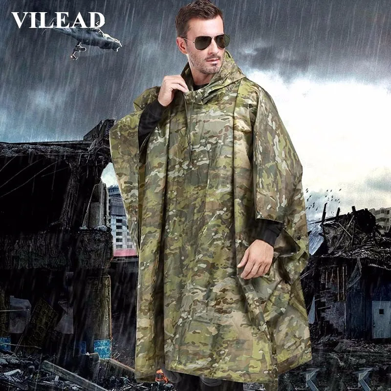 Непромокаемый уличный плащ VILEAD из полиэстера дождевик для мужчин и женщин