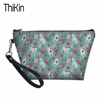 

THIKIN 3D Printing Pit Bull Terrier Portable Women Makeup Bag Organizer Ladies Travel Cosmetic Case Summer Toiletry Storage Bags