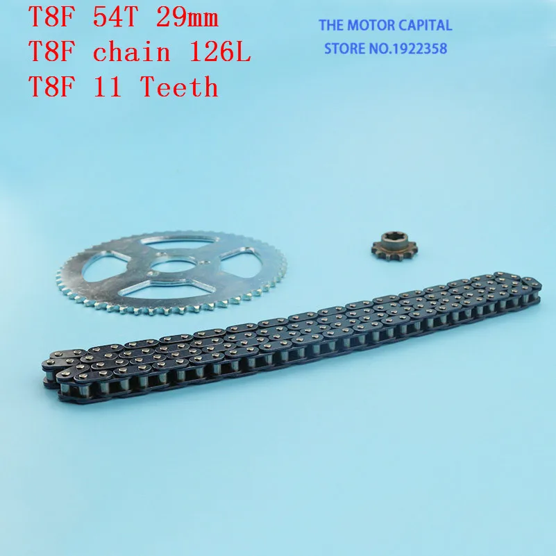 T8F 29 мм 54 Т Шестерня+ 11 Т Шестерня Задняя звездочка 126j цепь подходит Мини Мото квадроцикл atv 2 тактный двигатель