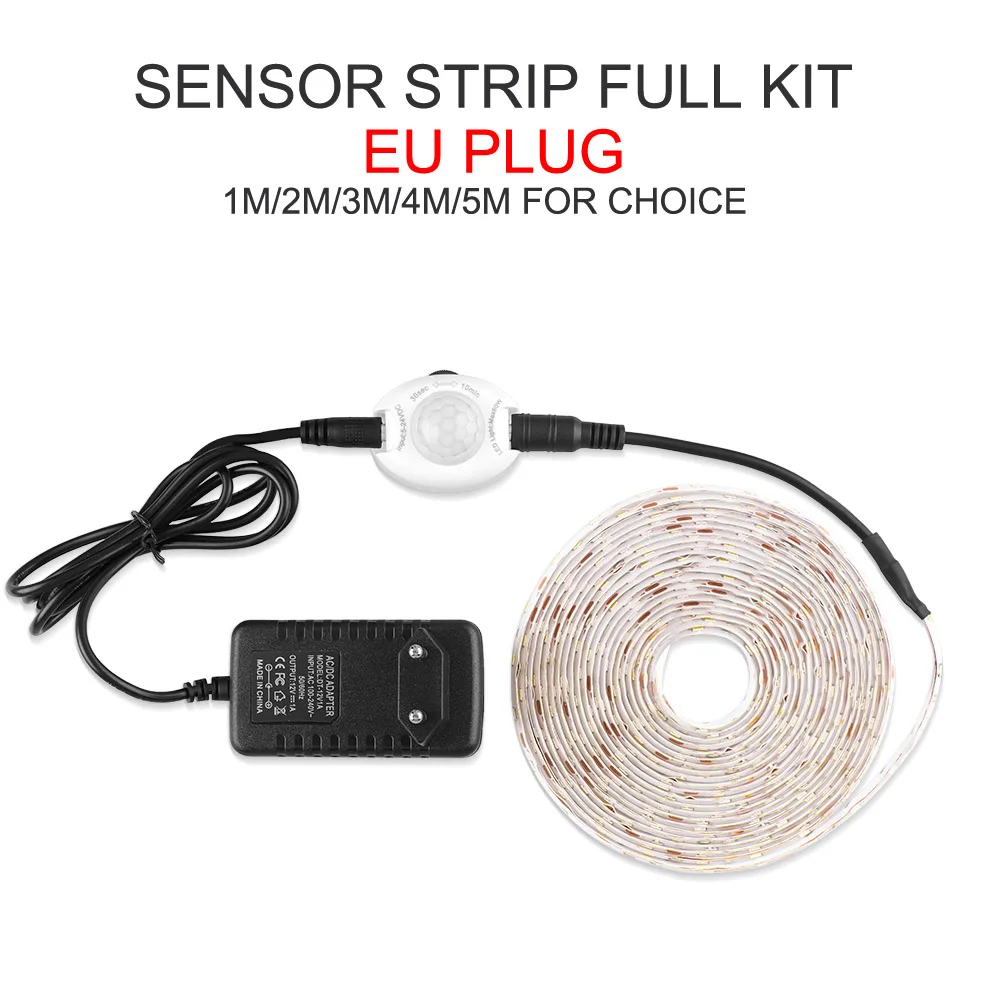Automatic PIR Motion Sensor Switch LED Strip Set DC12V 5M 2835 LED Bed Light 