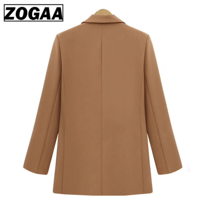ZOGGA Fall 2019 new European and American suit collar in the long double-breasted loose suit style coat