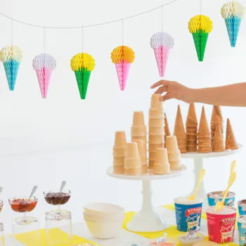 

2pcs Creative Paper Ice Cream Honeycomb Ball Wedding Decoration Baby Shower First Birthday Party Decorations Kids Party Supplies