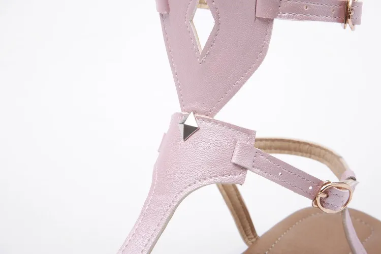 Gladiator Sandals Female Summer Beach Shoes 2018 New Flat Flip Flops Sweet Bohemian Sandals Shoes For Woman Plus Size 34-44 Pink (12)