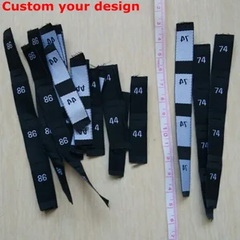 

3000 pcs/lot Custom black damask polyester woven cloth size label clothing flag tags