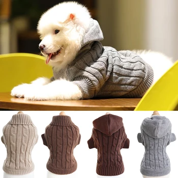 

Pet Classic Warm Autumn Winter Dog Sweater for Small Medium Pet Clothing Fashion Soft Sweater High Collar Or With Hat Style