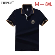 TIEPUS Новая мужская рубашка поло из хлопка с вышивкой размера плюс 5XL, 6XL, 7XL, 8XL Мужская Повседневная рубашка поло с коротким рукавом
