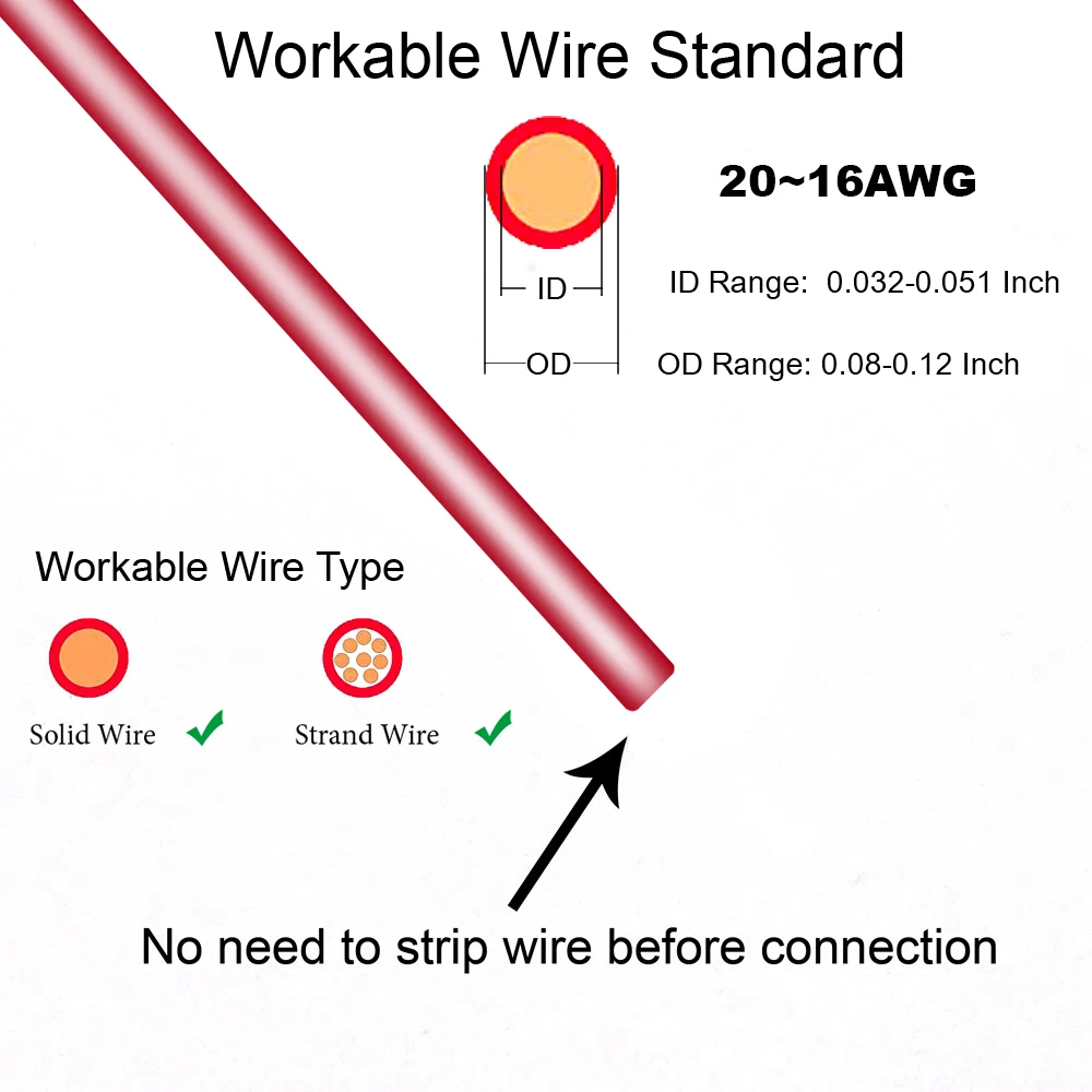 Электрический светодиодный соединительные разъёмы для проводов для 16AWG 18AWG без полосатая проволока ОБЖИМНАЯ советы кабельных наконечников обуви шотландский замок быстрое соединение