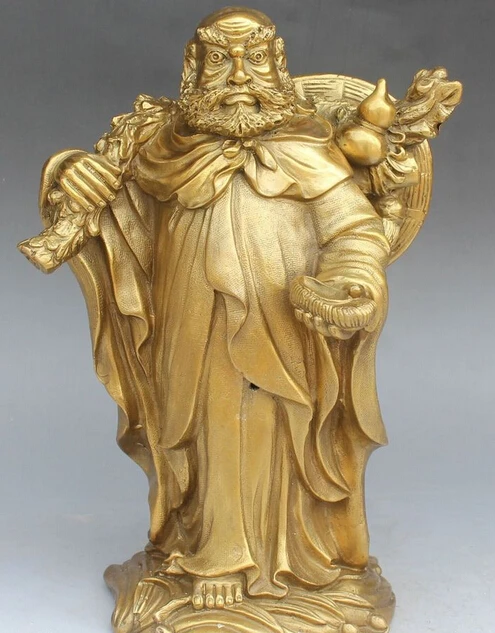

14" Chinese Bronze Stand Arhat Damo Bodhidharma Dharma Hold Shoes Buddha Statue R0711 Discount 35%