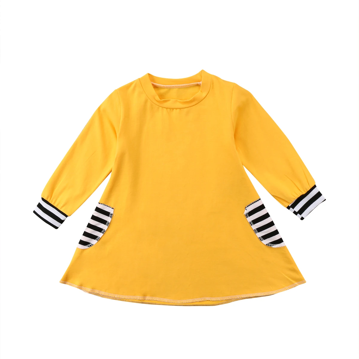 

Girls Casual Brief Mini Tops Long Sleeve Dress Outfit Newborn Baby Girl Clothes Dresses Cotton 0-24M