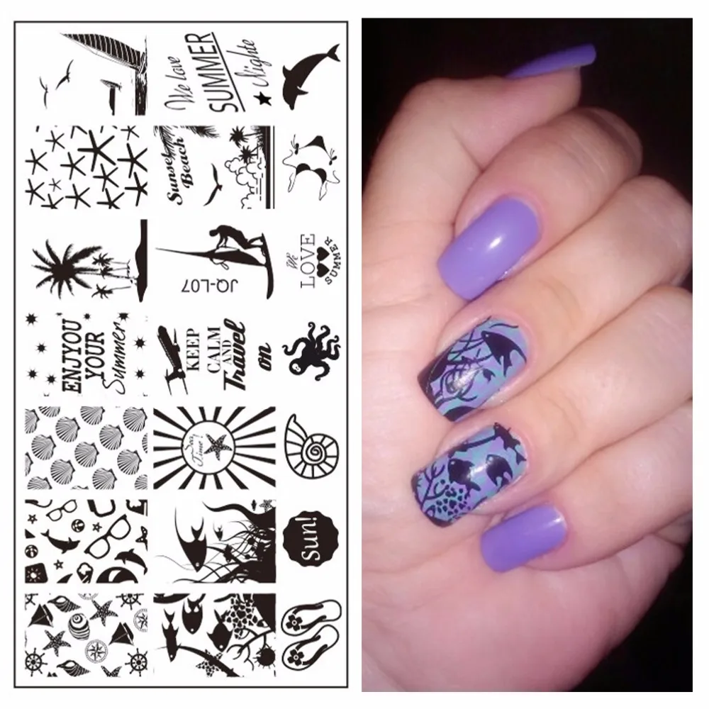 

New Manicure Template Nail Stamping Plates Marine Theme Designs Image Transfer Print #JQ-L07