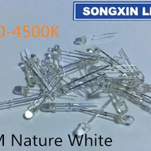 100 шт., прозрачный светодиодный светильник с прозрачными линзами, 3 мм, натуральный белый, круглый верх, прозрачный, ультра яркий, 3 мм, светодиодный светильник, излучающая диодные лампы, природа, 4000-4500K