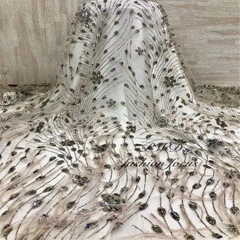 

Best Quality African Feather Tulle Lace Fabric French Net Embroidery Glitter Tulle Lace Fabric For African Party Dress