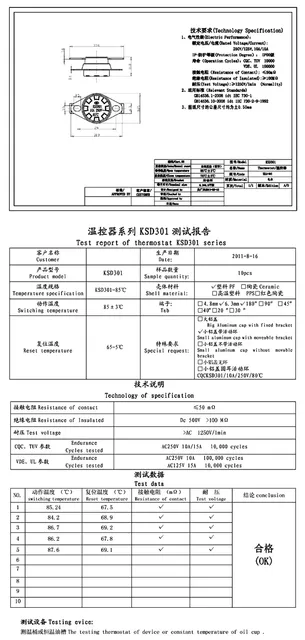 Interruttore Termostato KSD302 - Termico 250V 16A NC Per Controllo Temperatura Domestico E Industriale - Foto 11