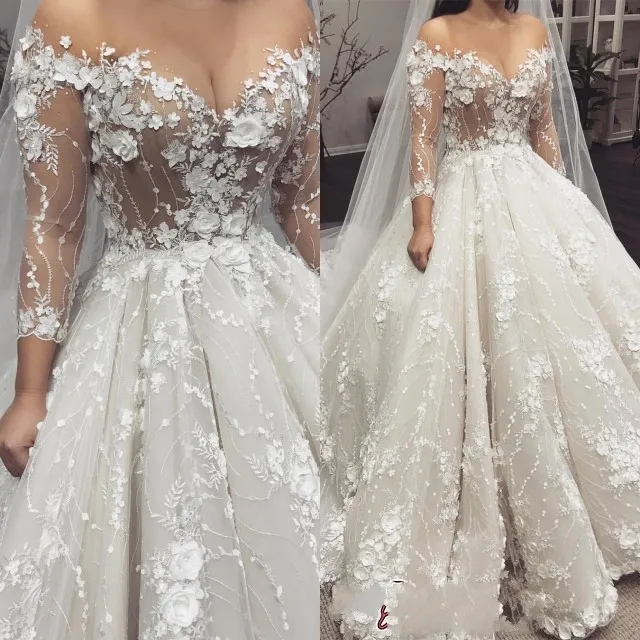 Новый Великолепный кружево Тюль Свадебные платья vestidos de novia Половина рукава Милая Аппликация Свадебные