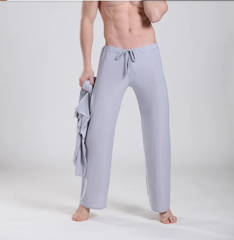 Качественный Гладкий свободный костюм с низкой талией от известного бренда, штаны для сна для мужчин, облегающие мужские штаны для гимнастики, домашние штаны