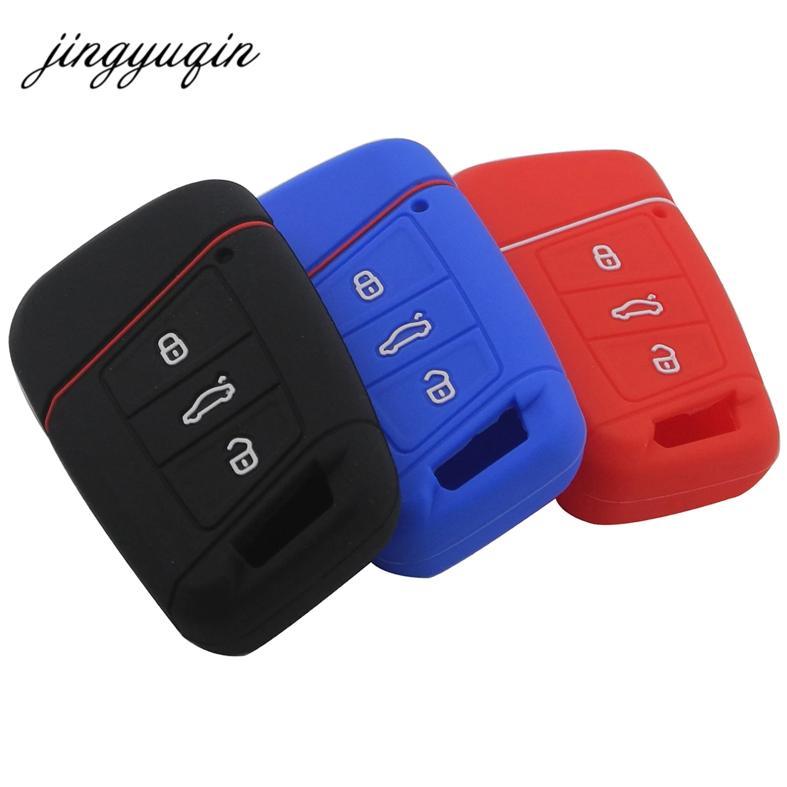 

jingyuqin 50pcs Silicone Key fob Case for VW Magotan Passat B8 Golf Skoda Superb A7 Smart Remote Rubber Cover