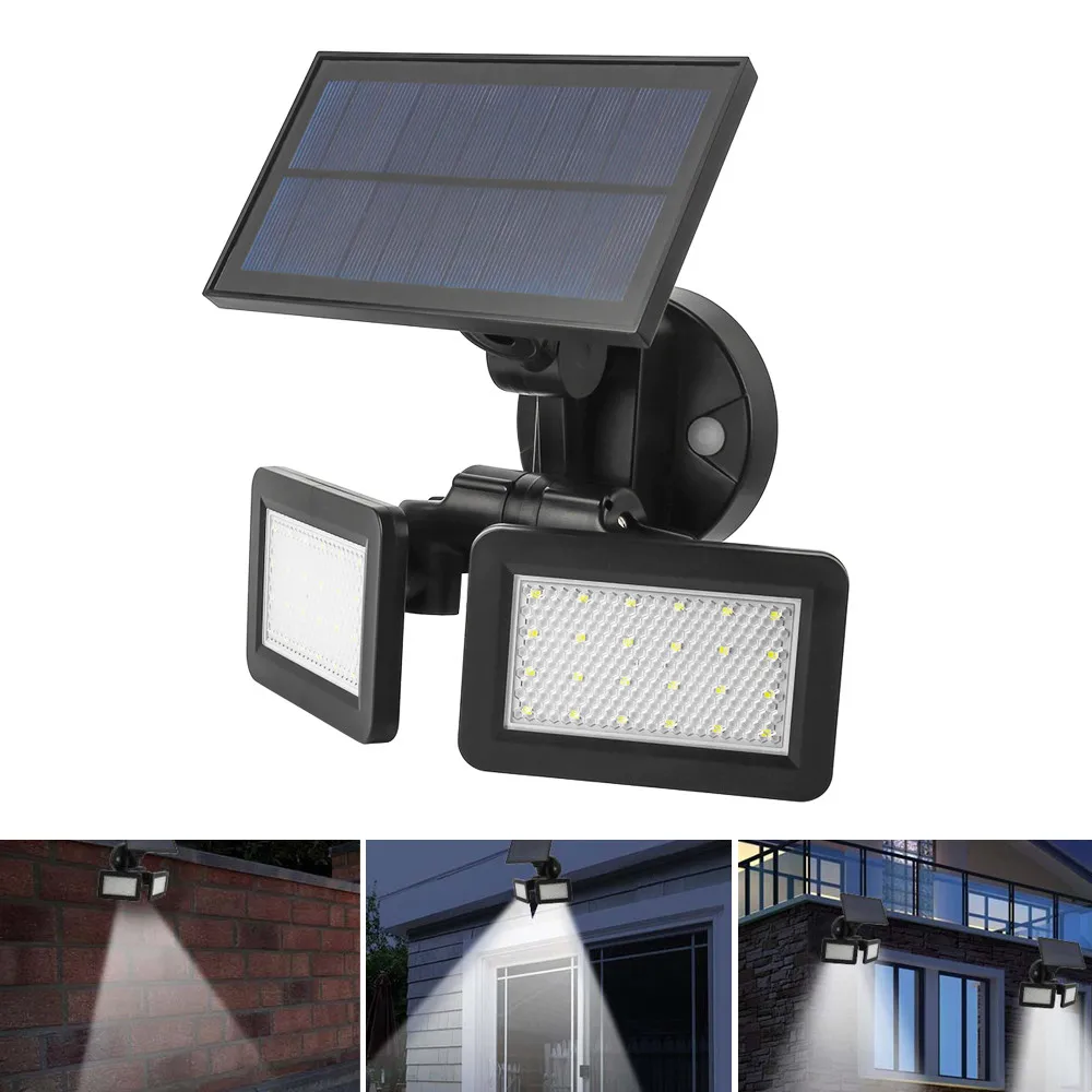 Sensor de Indução Lâmpada de Parede à Prova Poupança de Energia Spotlight para Jardim ao ar Luz de Rua Leds Solar Radar Dwaterproof Água Led Livre Quintal Cerca 48