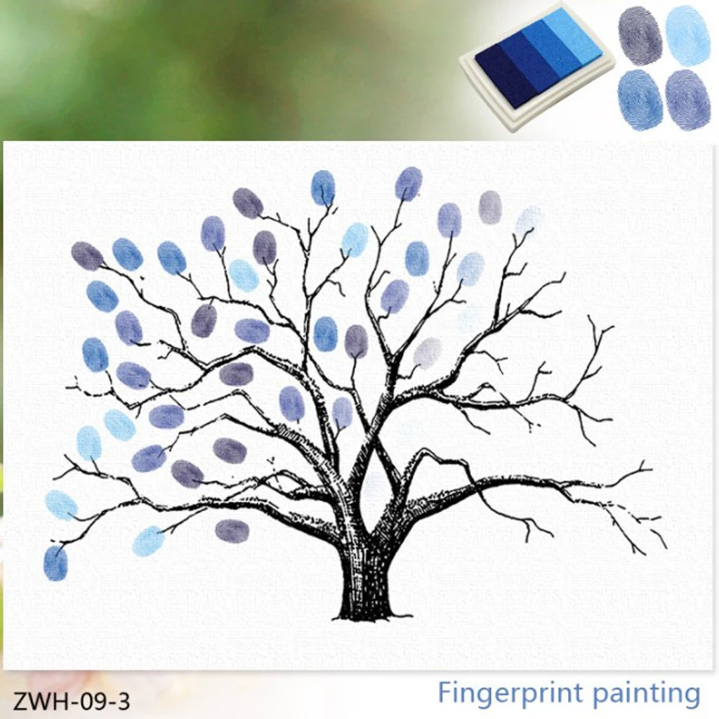 Guest Signature Sign-in Book with Inkpad, Fingerprints Tree Painting for Wedding Birthday Party