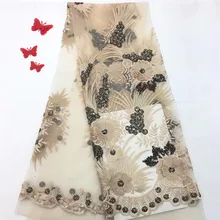 Hot Selling 3D Flower Nigerian Net lace fabric With Sequins Good Quality African lace fabric For Wedding Dress HX1000-1 Hot Selling 3D Flower Nigerian Net lace fabric With Sequins Good Quality African lace fabric For Wedding Dress HX1000-1