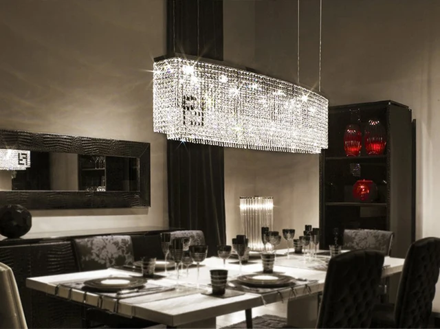 Modern Contemporary Luxury Linear Island Dining Room Double F Modern Contemporary Luxury Linear Island Dining Room Double F Crystal Chandelier Lighting Fixture