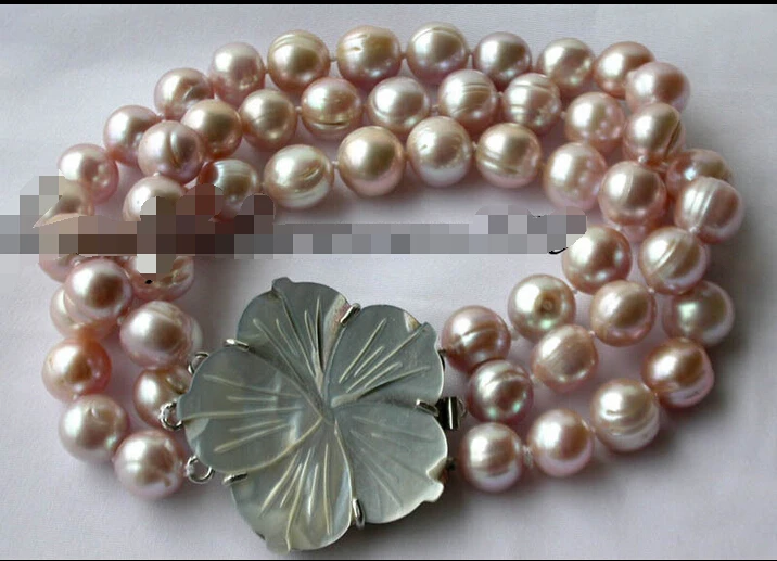 

z1806 3row 6mm lavender fw pearl bracelet bangle shell Noble style Natural Fine jewe Fast (D) SHIPPING