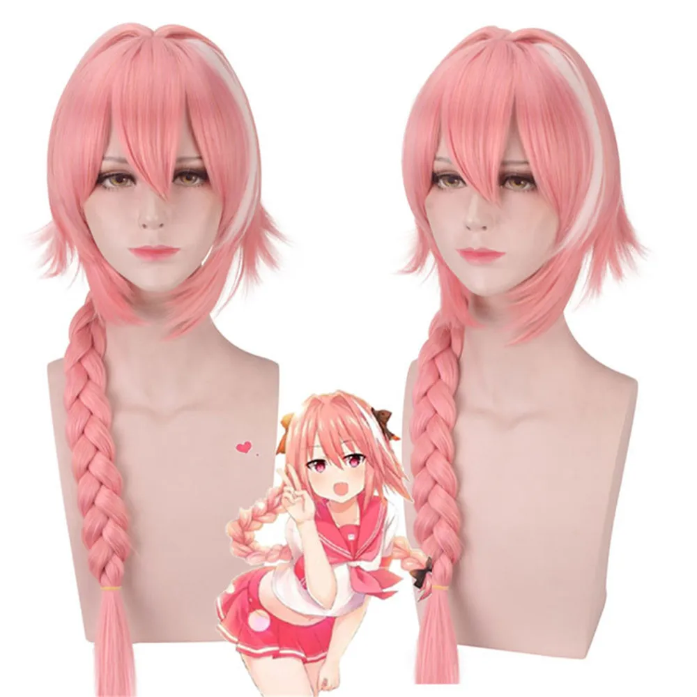 

Japanese Anime Fate/Apocrypha Astolfo Cosplay Wigs Halloween,Party,Stage,Play Long Pink Hair Bows Fate/Apocrypha Astolfo wigs