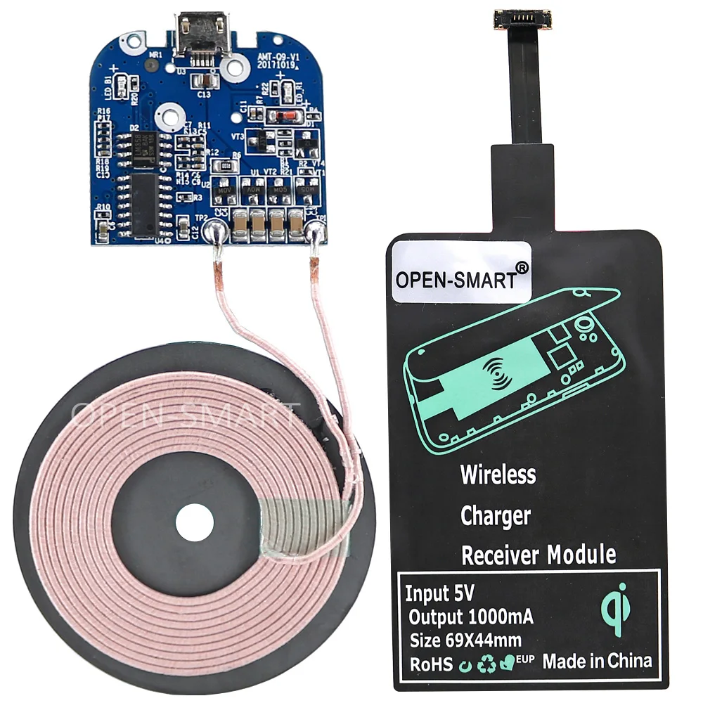 

Wireless Charger Kit with Transmitter and Receiver for Micro USB Phone Great for Android Phone with micro USB socket
