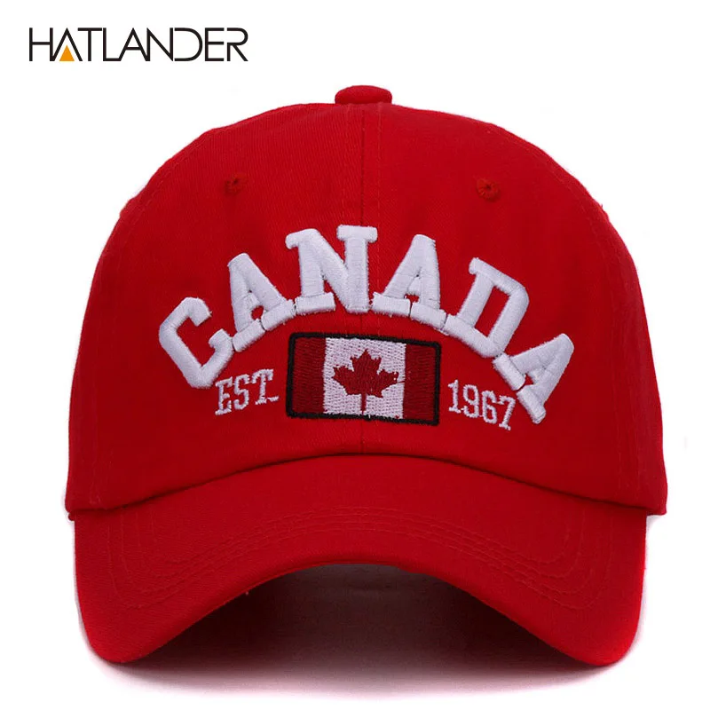 Hatlander brand Canada letter embroidery baseball caps cotton gorra snapback curved dad hat leisure outdoor women men sports cap