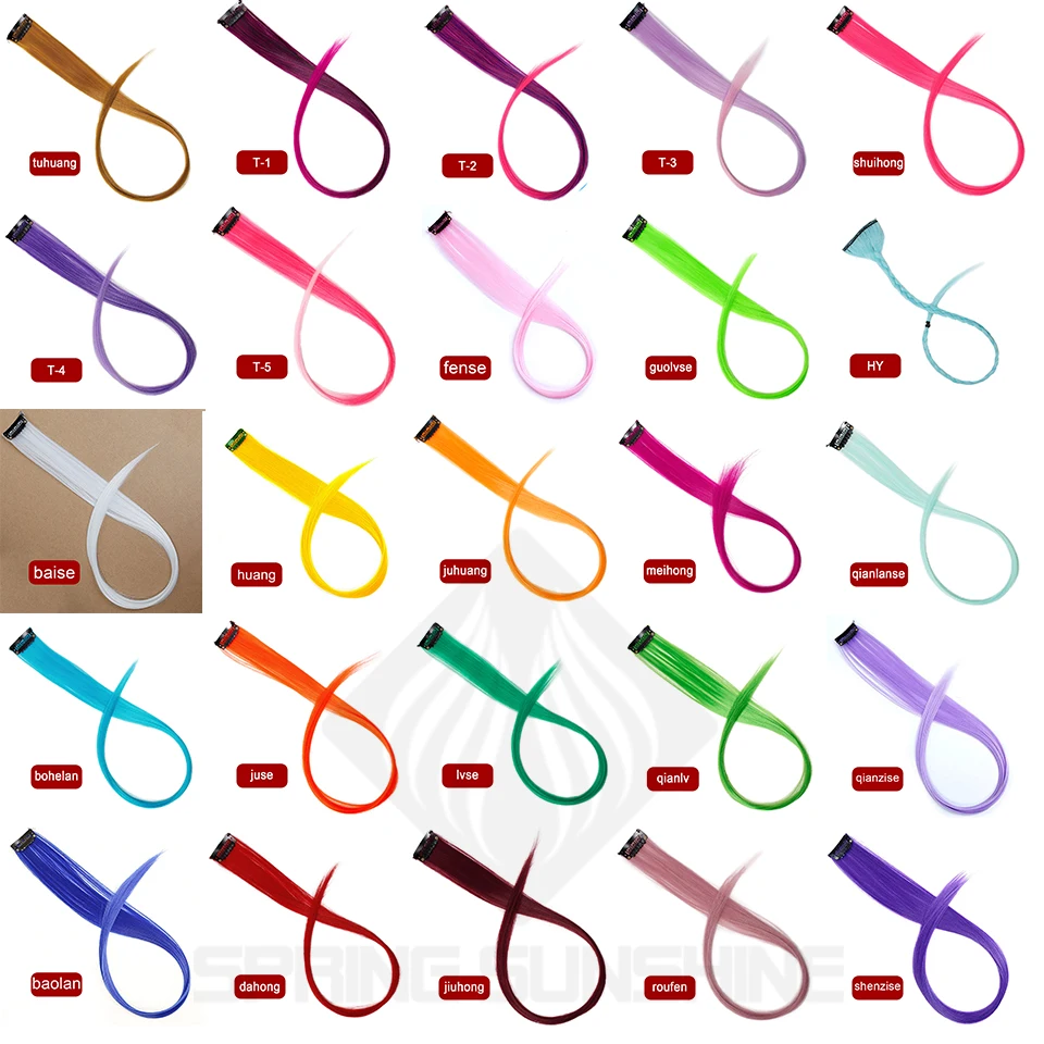 Colored Highlight Synthetic Clip In One Piece Color Strips 20\