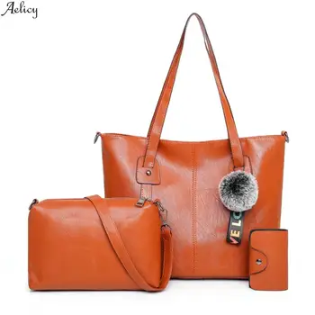 

Aelicy Women Solid Shoulder Bag 3pcs/set Composite Bag Soft Pu Leather Luxury Zipper Messenger Bag For Ladies Sac A Main Femme