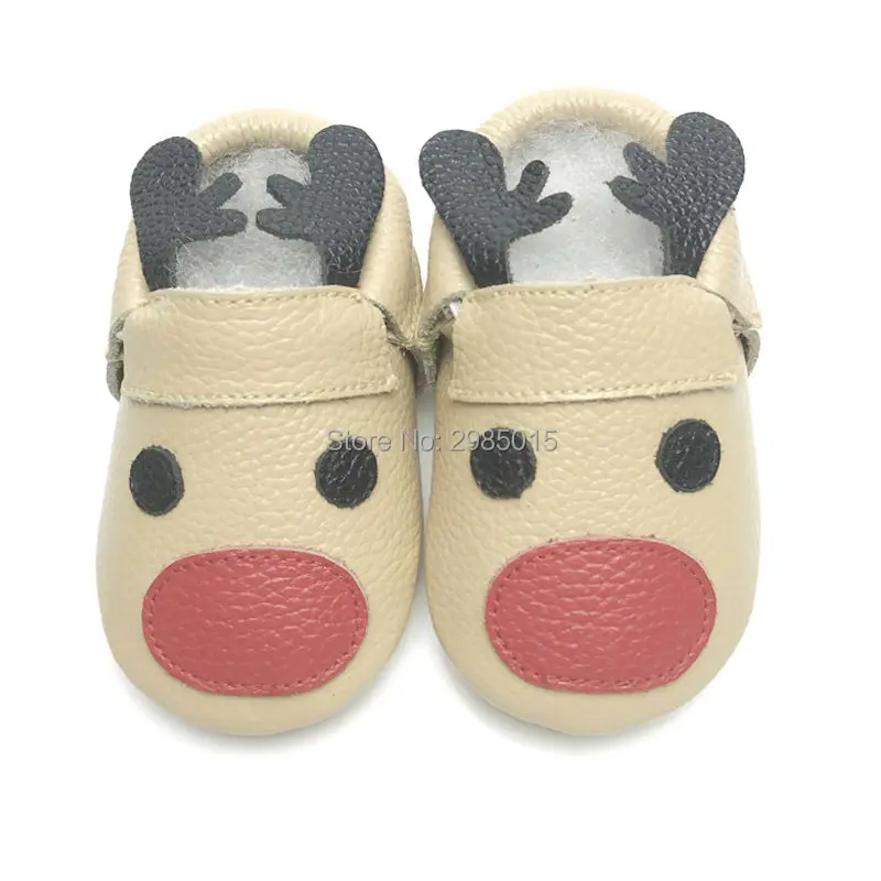 Необычные уникальный дизайн Рождество оленей детские мокасины Обувь маленьких moccs новорожденного первых шагов Обувь