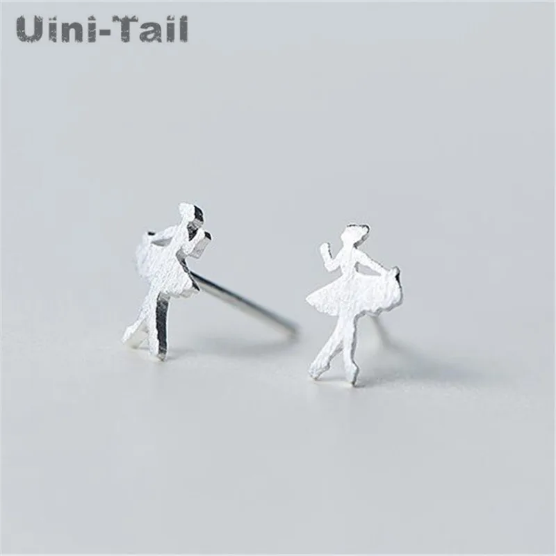 Новые балетные серьги для молодой женщины из стерлингового серебра 925 пробы оптом рождественские модели милые матовые маленькие сережки Девушки Любовь аллергия