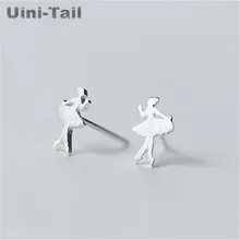 Новые балетные серьги для молодой женщины из стерлингового серебра 925 пробы оптом рождественские модели милые матовые маленькие сережки Девушки Любовь аллергия