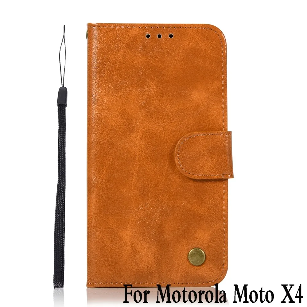 Чехол для Motorola Moto X4 кожаный силиконовый винтажный с подставкой флип из