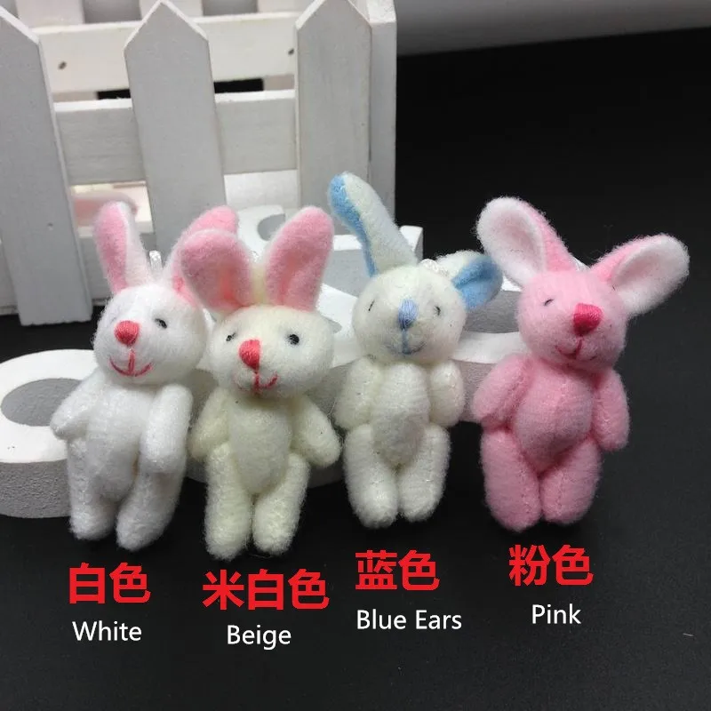 New Cute Mini Joint Rabbit Plush Toys Lovely DIY Small Bunny Rabbits Dolls 4cm 100pcslot (10)