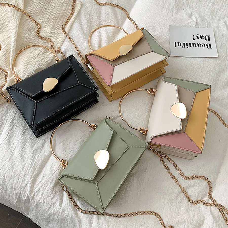 خليط البرية حزام سلاسل أكياس Crossbody للنساء حقيبة مقبض معدني المغطاة بألواح حقائب السيدات بسيطة حقائب كتف متنقلة خليط البرية حزام سلاسل أكياس Crossbody للنساء حقيبة مقبض معدني المغطاة بألواح حقائب السيدات بسيطة حقائب كتف متنقلة