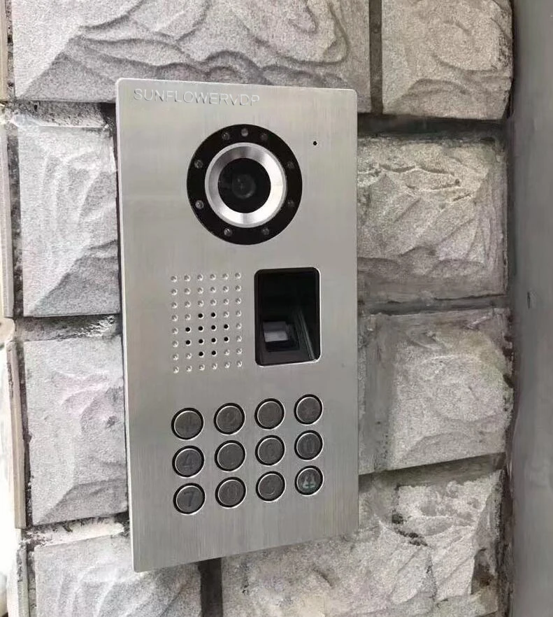 Панель дверного замка для отпечатка пальца Камера 2 двери проводной домофон с