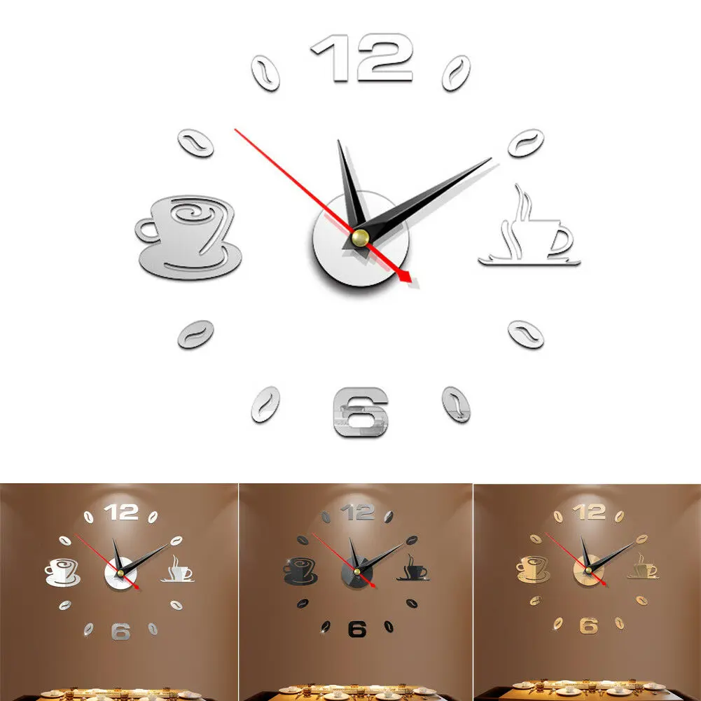 

Modern 3D DIY Large Number Mirror Wall Sticker Big Watch Home Decor Art Clock Wall Sticker Home Office Room Decor Wall Decor