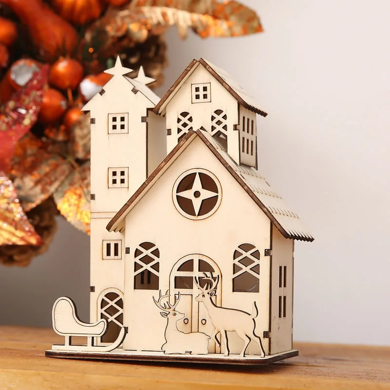 Креативный подарок, светящиеся домики, настольные декоративные рождественские украшения для дома, natale navidad, милый деревянный домик, рождественские украшения