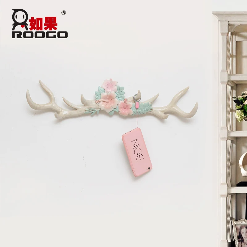 

ROOGO home decoration stronger resin Antler hooks for hanging wall hanger key bag holder Multi-purpose home organization modern