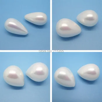 

wholesale 2pcs ,White Shell Pearl Half Drilled Water Drop Beads,For Jewelry making, can mixed wholesale!
